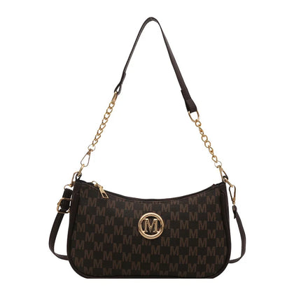 Vintage M Letter Crossbody Bag PU Leather Shoulder Messenger Tote Handbag Purse
