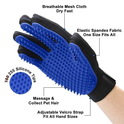 Pet Grooming Gloves Silicone Cat Dog Hair Removal Bath Brush Cleaning Tool