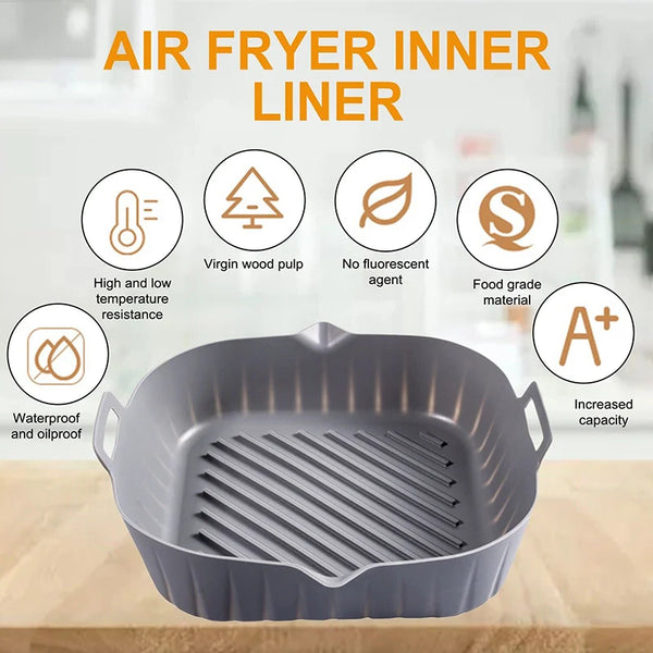 Silicone Air Fryer LINERS LINER: Reusable Non-Stick Liner for Oven Baking, Pizza, Grill Pan - Kitchen Accessory