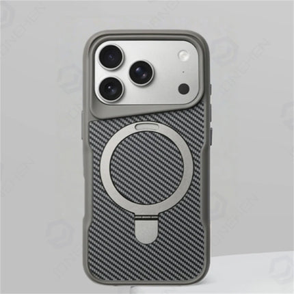 Stealth Carbon Kickstand Magnetic Armor Case for iPhone 17/16/15/14/13/12 Pro Max Soft Shield Cover