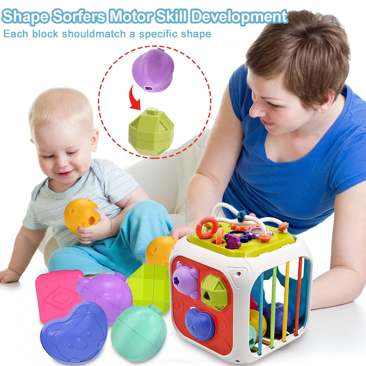 Colorful Shape Blocks Sorting Game: New Montessori Educational Toy for Babies, Ideal Gift for Children aged 6-12 Months