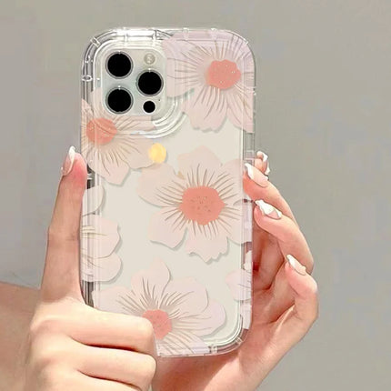 OKEYWOW iPhone flower oil painting shockproof soft back cover for iPhone 16/15/14/13/12/11 Pro Max XR XS SE, with floral design.