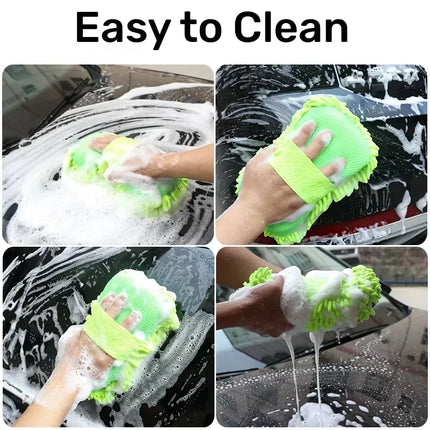 DriveSilk Car Care Kit Microfiber Wash Sponge Gloves Auto Detailing Cleaning Set