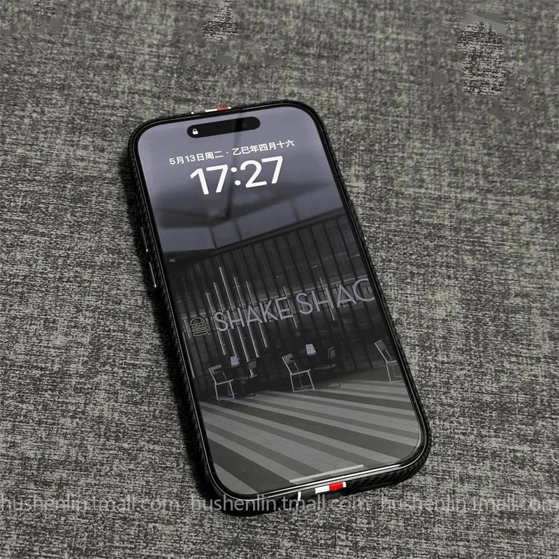 2026 New Mountain Relief Carbon Case for iPhone 16 15 Pro Max MagSafe Back Cover Hard PC Buttons Frame Protective Phone Shell