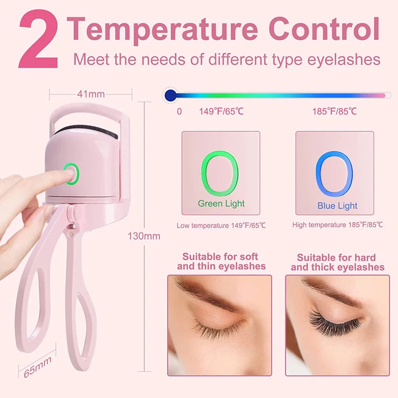 Heated Eyelashes Curler, USB Rechargeable Electric Eyelash Curlers with 2 Level Temp,Quick Heating & Long-Lasting Curling Effect