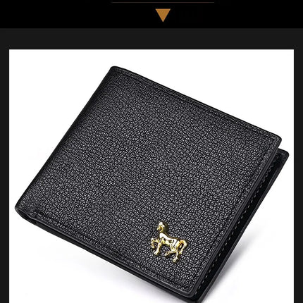 Men's horizontal multi-functional zipper wallet with credit card holder by OKEYWOW, featuring compartments for coins and cash.