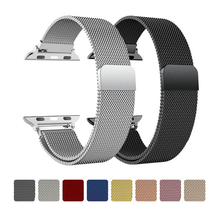 OKEYWOW Apple Watch Milanese Strap Ultra 3/2 magnetic bracelet in silver for Series 11-3 SE 38mm to 49mm smartwatches
