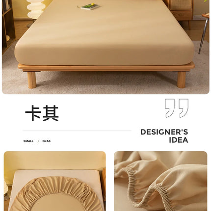 Solid color fitted sheet elastic mattress cover by OKEYWOW for single, double, queen beds, 140x190cm or 200x220cm sizes