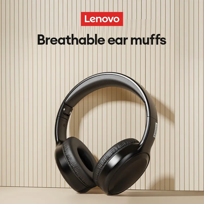 Lenovo TH30 Wireless Headphones: Foldable Bluetooth 5.3 Earphones for gaming and sports. Built-in Mic for clear communication, immersive sound, and long-lasting 250mAh battery.