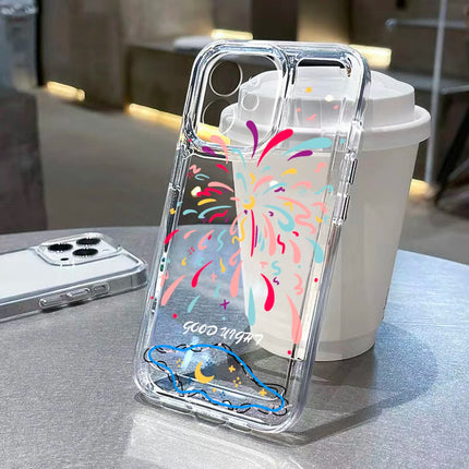 Transparent silicone iPhone case with cute cat ear design by OKEYWOW, compatible with iPhone 11 to 17 Pro Max, shockproof and stylish.