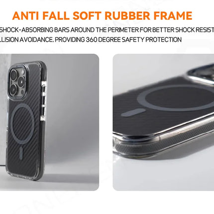 Luxury Carbon Fiber MagSafe Armor Case for iPhone Non-Slip Shockproof Cover