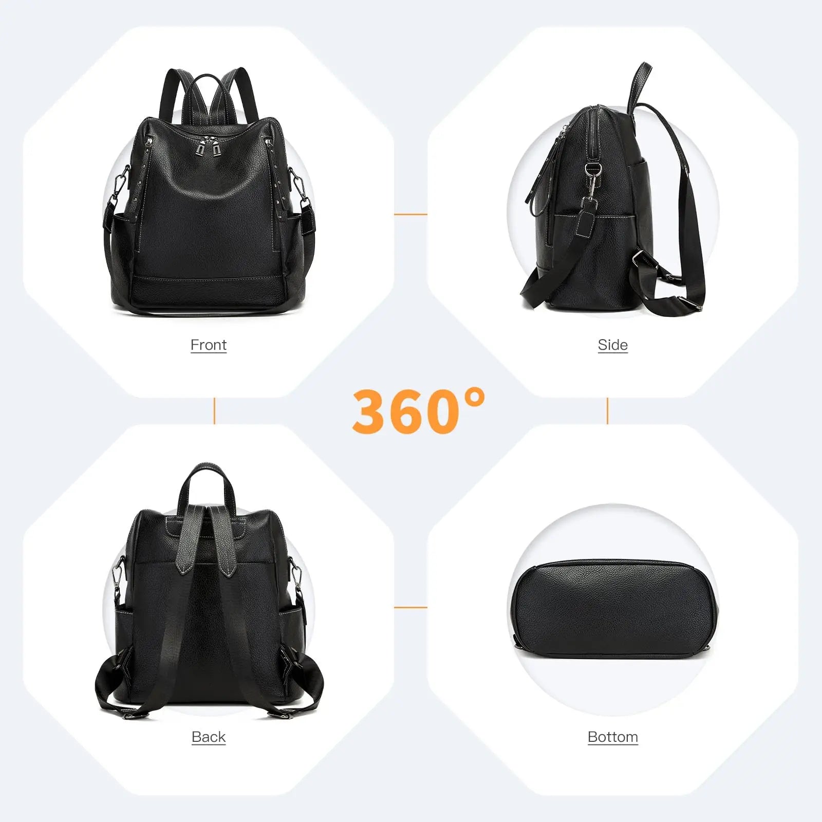 Miss Lulu Women's Anti-Theft PU Backpack, Large Capacity Convertible Shoulder Bag for School, Work, Travel & Daily Use, Multi-Po