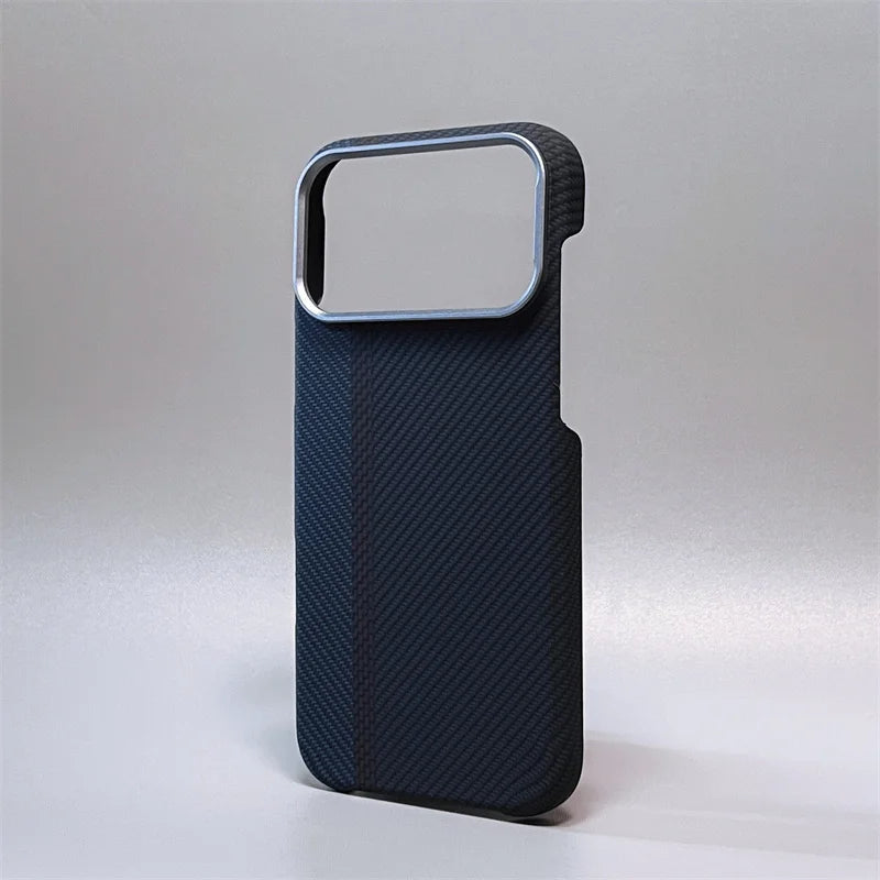 iPhone 14/15/16/17 Pro Max/Air Case Carbon Fiber Abstract Geometric for MagSafe Cover Camera Alloy Armor Military Shockproof