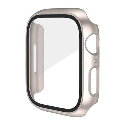 Apple Watch tempered glass bumper case and screen protector by OKEYWOW for Series 9 to 4 SE, fitting 38mm to 45mm models.