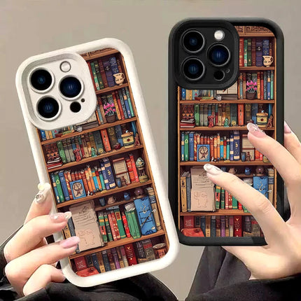 OKEYWOW silicone shockproof iPhone bookshelf case for iPhone 17, 16, 15, 14, 13, 12, 11 Pro Max, XR, XS in black