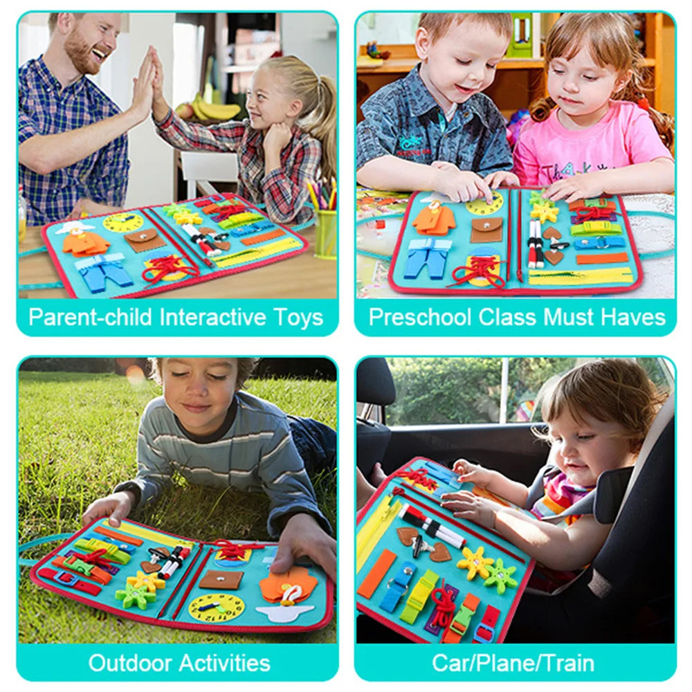 Busy Board Montessori Toys for Toddlers: Sensory, Educational Travel Activities Promoting Fine Motor Skills in Boys and Girl