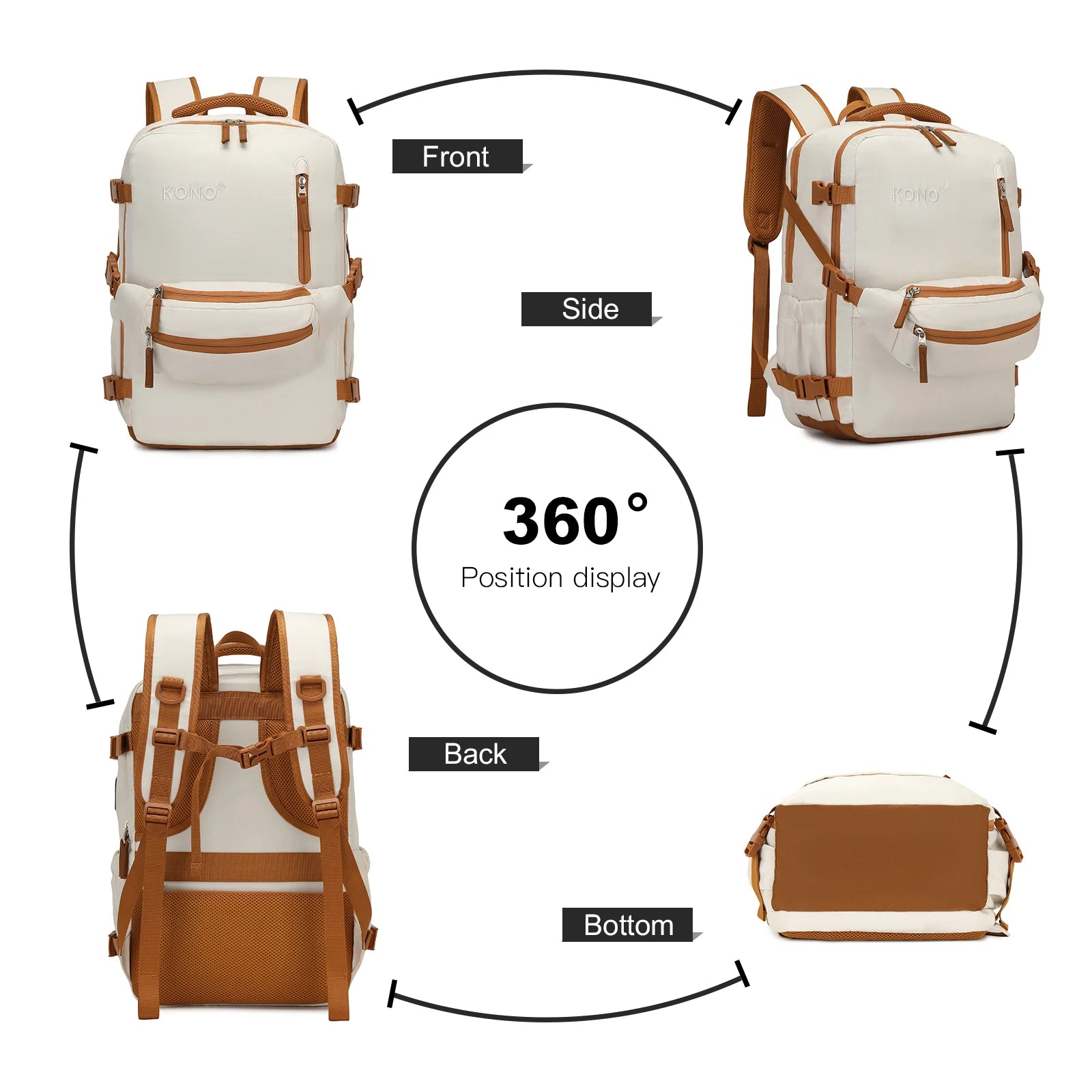 2-in-1 Travel Backpack with USB Port & Detachable Waist Bag - Laptop Rucksack for Men/Women, School & Weekender Daypack