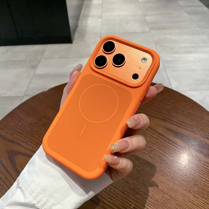 OKEYWOW iPhone 17/17 Pro/Pro Max Liquid Silicone MagSafe case with large window, shockproof skin feel, and sleek design.