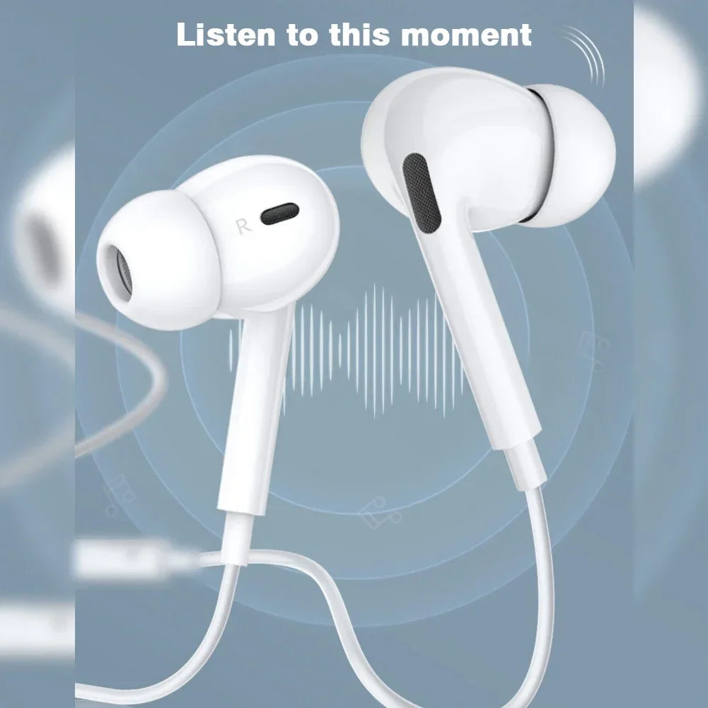 Original Earphones for Apple iPhone 14 Pro Max, 13, 12, 11, X, XS, XR, 8, 7, 6 Plus: Enjoy high-quality sound with these Bluetooth Wired Earbuds. Perfect phone accessories compatible with various iPhone models.