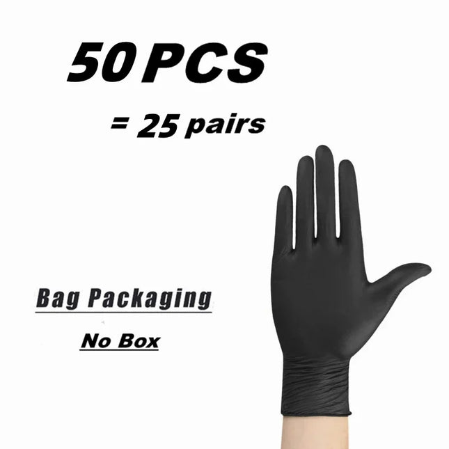 NitraGuard Black Nitrile Disposable Gloves Latex Free for Cleaning Mechanic & Beauty Use