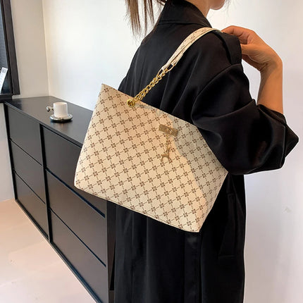 Women Soft Leather Tote Bag Large Capacity Shoulder Handbag Presbyopia Style