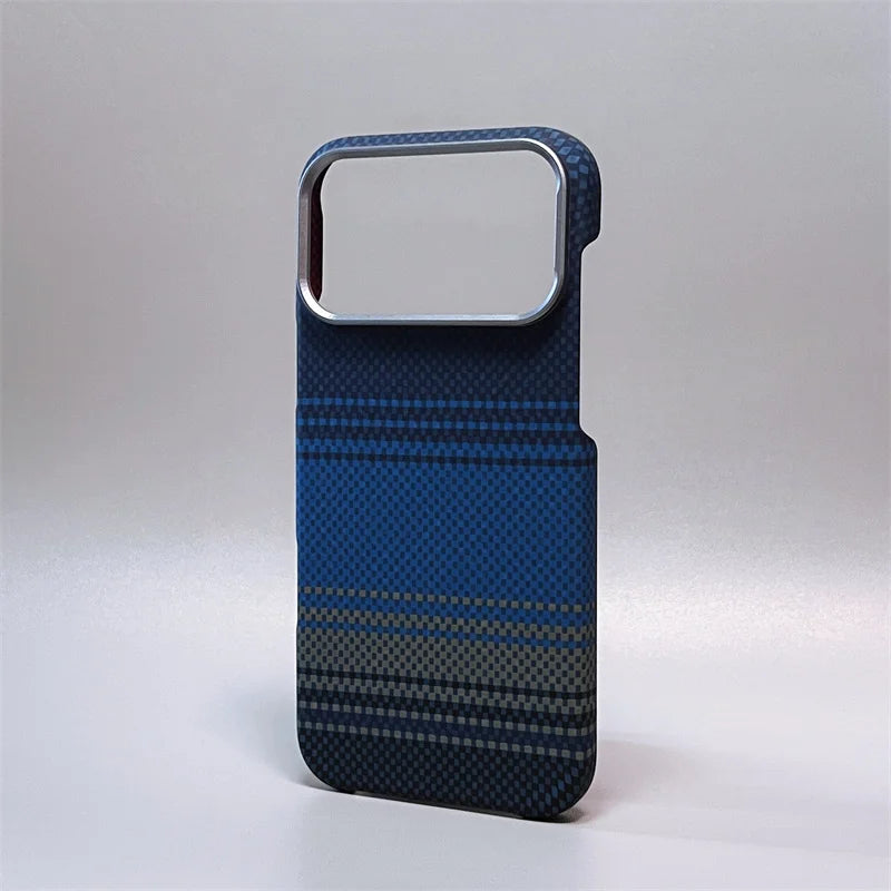 iPhone 14/15/16/17 Pro Max/Air Case Carbon Fiber Abstract Geometric for MagSafe Cover Camera Alloy Armor Military Shockproof