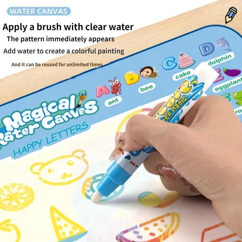 100x80CM Magic Water Drawing Mat: Coloring Doodle with Reusable Pens - Montessori Educational Toy for Kids