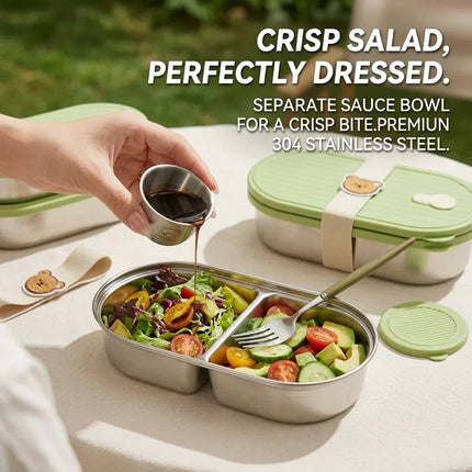FreshSeal Stainless Steel Bento Lunch Box with Sauce Container