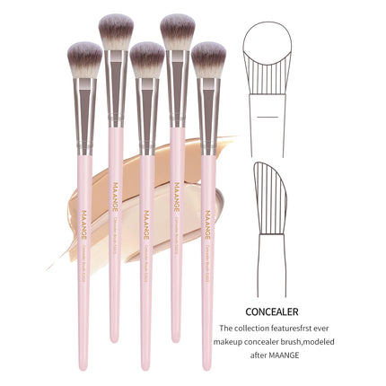 Velora Beauty 5pcs Makeup Brush Set Foundation Concealer Contour Blush Soft Fiber Tools