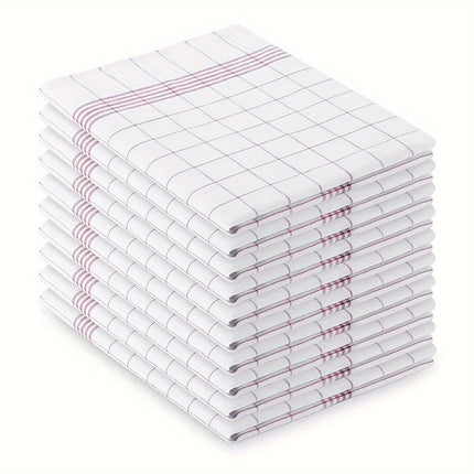 Okeywow classic plaid kitchen towel with scouring pad and cleaning cloth, soft and large for kitchen cleaning, shown in image.