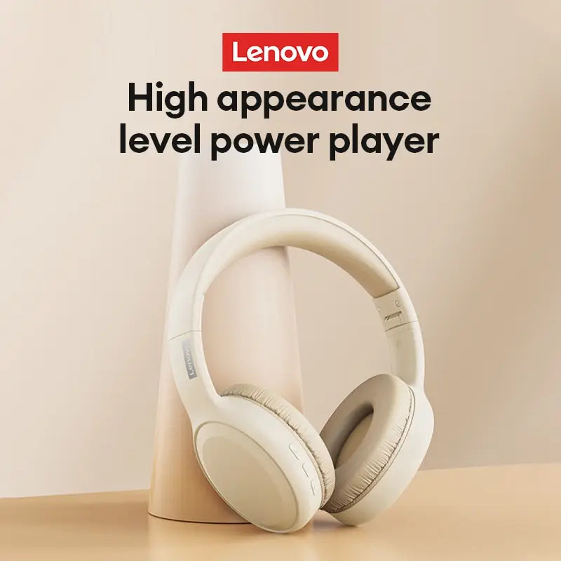 Lenovo TH30 Wireless Headphones: Foldable Bluetooth 5.3 Earphones for gaming and sports. Built-in Mic for clear communication, immersive sound, and long-lasting 250mAh battery.