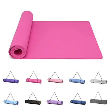 GoodNite Non Slip TPE Yoga Mat 183x61cm for Yoga Pilates Fitness with Strap