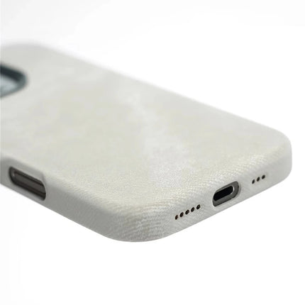 OKEYWOW iPhone Pro Max fiber leather MagSafe shockproof case with wireless charging compatibility, featuring a sleek protective design.