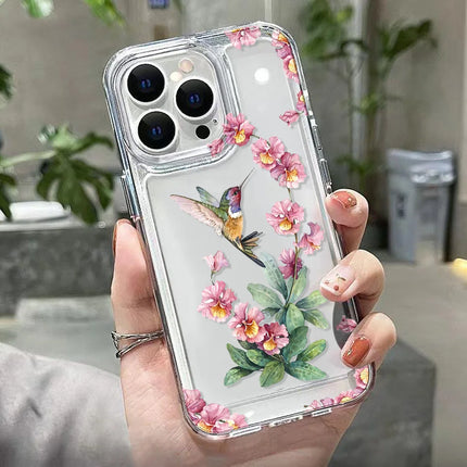 OKEYWOW flower design iPhone case with soft clear shockproof cover for iPhone 11 to 17 series, featuring a colorful floral pattern.