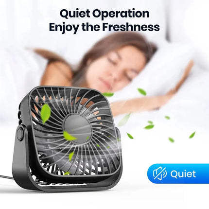 TOPK 4 Inch USB Portable Desk Fan 3 Speed Quiet Cooling Fan