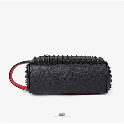 Men's PU leather rivet clutch bag with cyberpunk style, waist wallet design, strap, and money compartment by OKEYWOW.