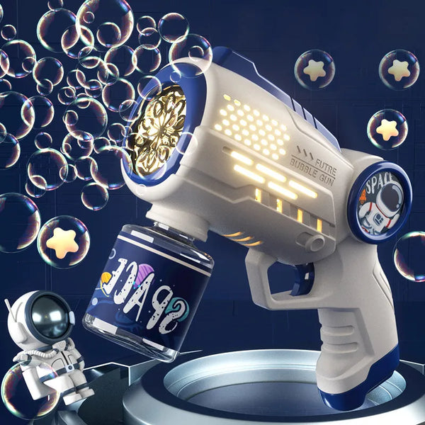 Astronaut Electric Bubble Machine: Automatic Light-Up Bubble Gun for Summer Beach, Bath, and Outdoor Play - Fun Fantasy Toy Gift for Kids