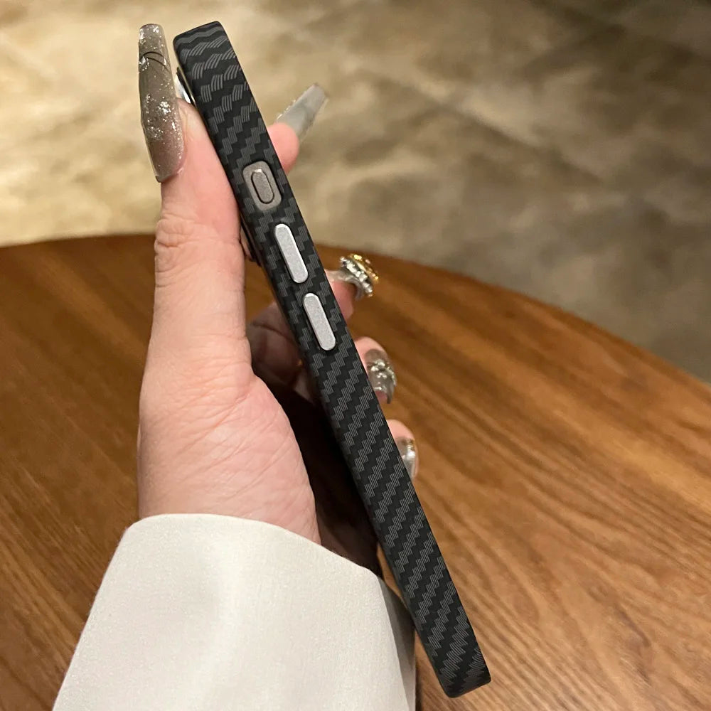 Luxury Carbon Fiber Pattern for Magsafe Magnetic Case for iPhone 15 14 Plus 13 12 11 Pro Max Wireless Charge Hard PC Matte Cover