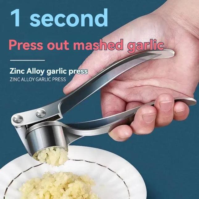 SteelGrip Garlic Press Zinc Alloy Stainless Steel Manual Anti Skid Multifunction Kitchen Crusher Tool