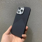 OKEYWOW iPhone 17/16/15 Pro Max geometric armor magnetic case with shockproof carbon matte finish and camera frame protection