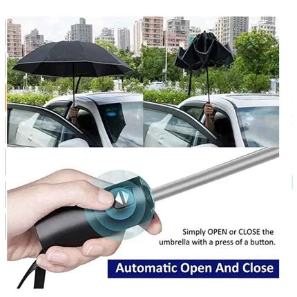 Windproof Reverse Folding Umbrella with UV Protection & Reflective Stripe