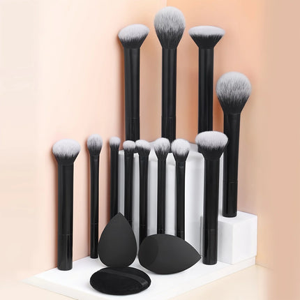ClassicBlend 12-Piece Makeup Brush Set with Beauty Blenders & Powder Puff