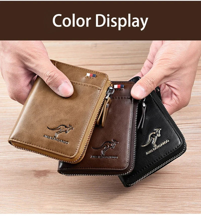 ANTI RFID Blocking Protection for Men High Quality Wallet Zipper Business Card Holder Purse Luxury Wallets Carteira Masculina