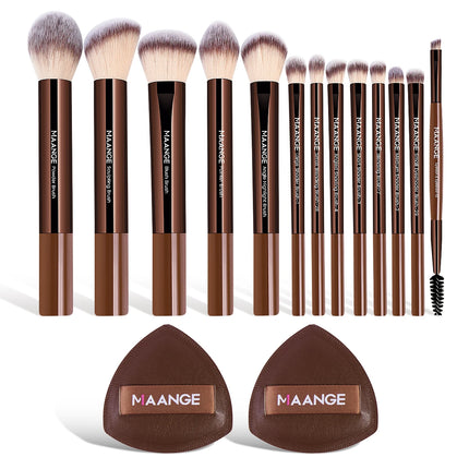 Velora Beauty 13pcs Makeup Brush Set Soft Fluffy Powder Eyeshadow Kabuki Blending with 2 Air Cushion Puffs