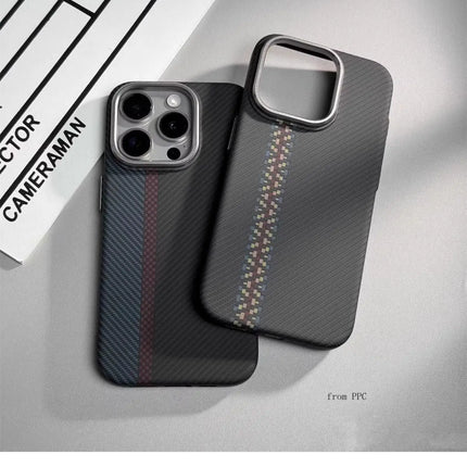 OKEYWOW iPhone 14/15/16 Pro Max carbon fiber MagSafe case with magnetic ring, wireless charging compatible, rugged armor cover