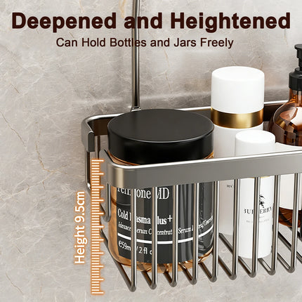 No Drill Shower Rack Bathroom Storage Basket Wall Mount Organizer for Bath Products