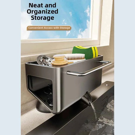 Stainless Steel Sink Storage Rack with Suction Cup Sponge Holder