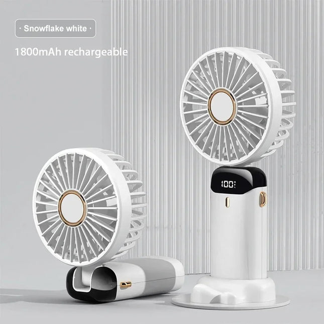 Portable Mini Handheld Fan USB Rechargeable 5-Speed with Phone Stand
