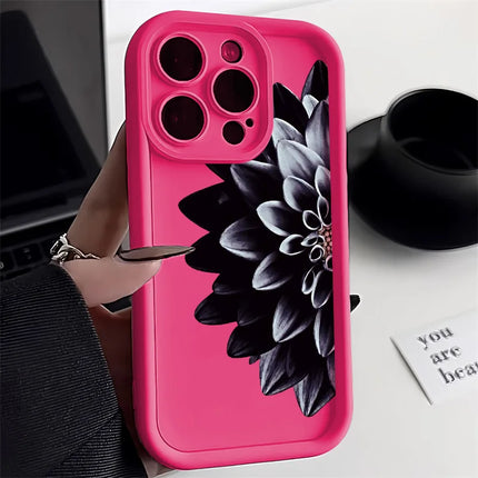 OKEYWOW flower silicone shockproof bumper case for iPhone 12, 13, 14, 15, 16, 17 Pro Max XR XS SE with colorful floral design