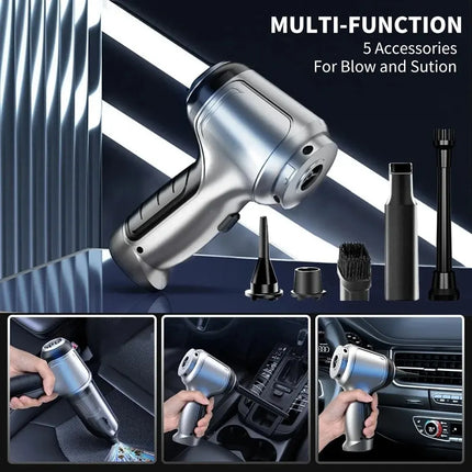 OkeyWOW cordless handheld car vacuum cleaner with strong suction, compact design, suitable for car and home cleaning.